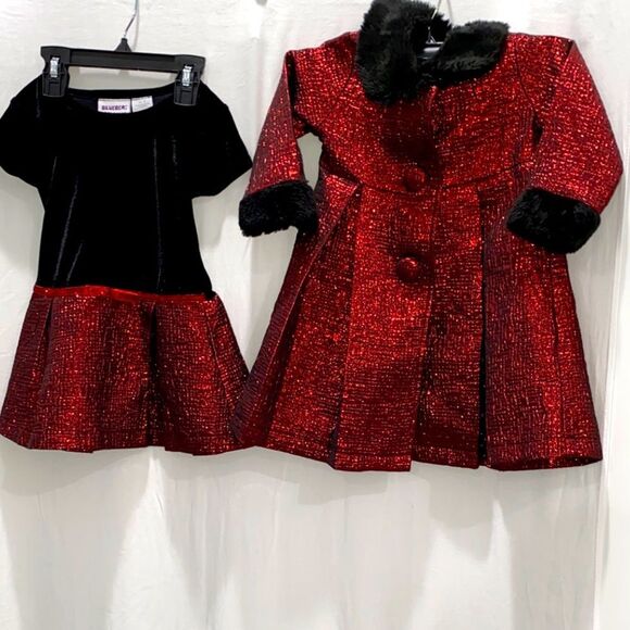 Blueberri Boulevard Red and Black Girls' Dress and Coat Set Size 2T - Picture 11 of 11